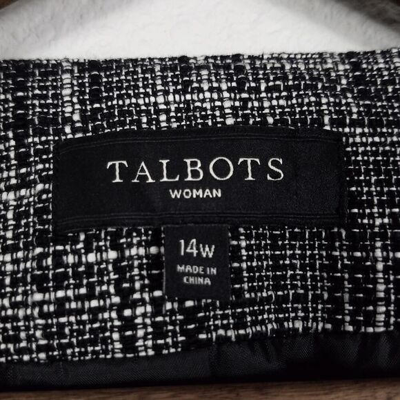 NEW NWOT Talbots Woman Black White Tweed Beaded Blazer Jacket Plus Size 14W - Picture 6 of 7